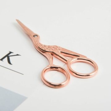 Fromthenon Creative Crane Shape Student Paper Scissors Cute Rose Gold Color Stainless Steel Safety Scissors Office Stationery