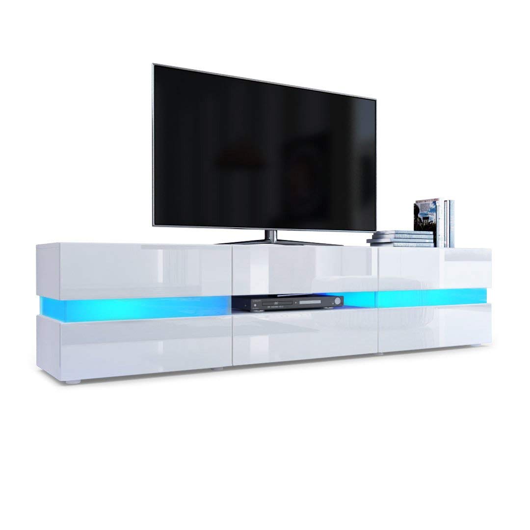 3-stufiger TV-Ständer aus schwarzem Glas 3 Tier Black Glass TV Stand