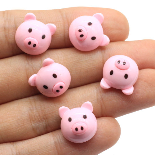 100pcs Creative Cartoon Resin Little Pig Head Figurine Craft Resin Flatback Cabochon For Kids Clip DIY Hair Ornament Accessories