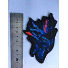 Wolf design flag sequins embroidery patches