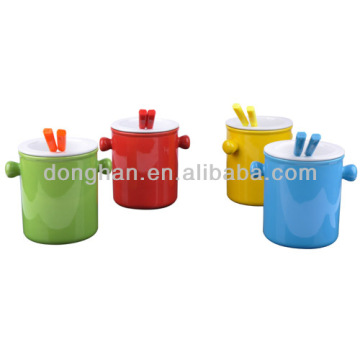 Colorful round shaped fondue set