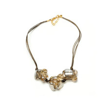 1206-KK Healthy Braided String Necklace with Crystals