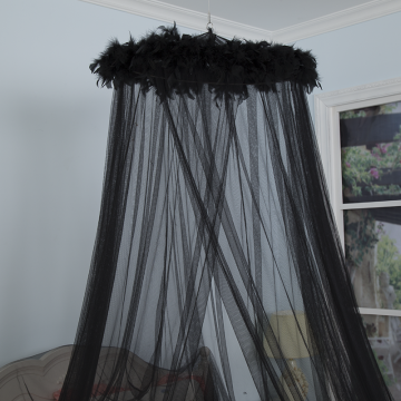 Mysterious Black Feather Umbrella Mosquito Net Bed