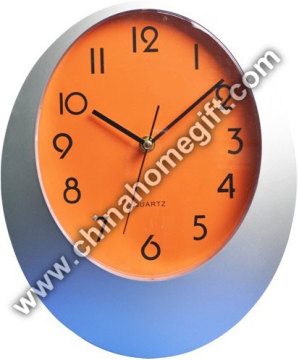 Oval Orange Plastic Wall Clock