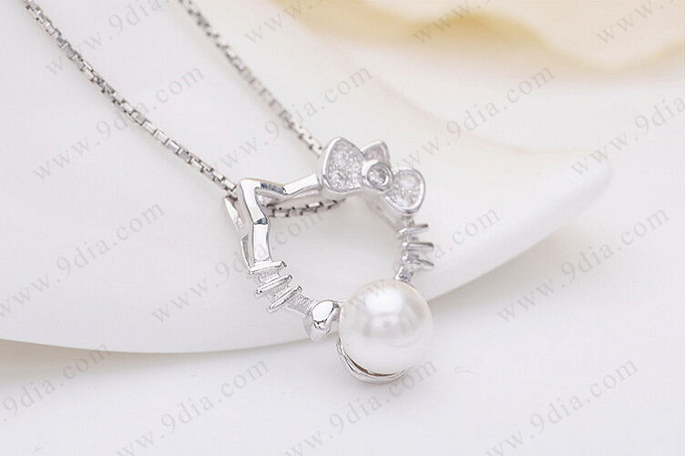 Новый прибыл оптом 925 серебряный Hello Kitty натуральное жемчужное ожерелье украшения для подарка