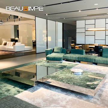 Green Marbled Luxury Coffee Table Set