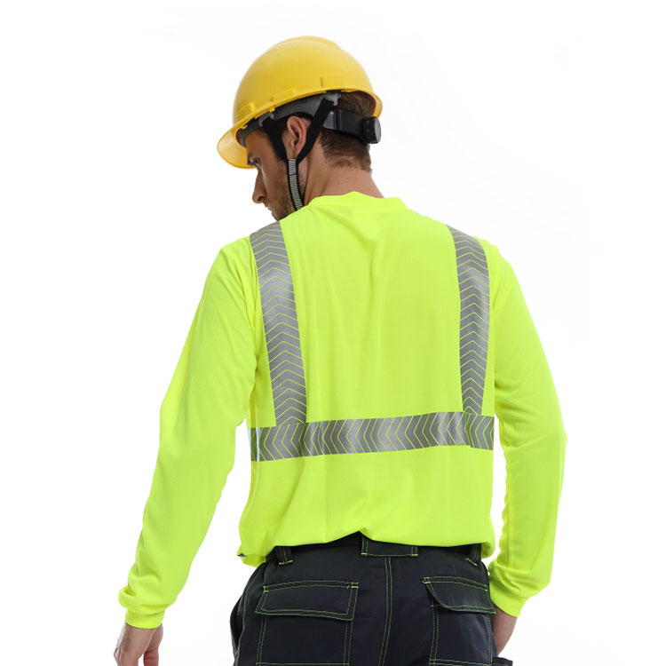 Customized logo high visibility reflective safety long sleeves polo T-shirt