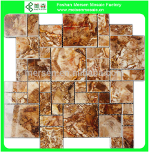 KK4009 Rain forest brown resin mosaic fancy brown resin mosaic tile