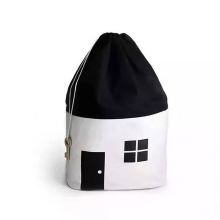 Cabin Children's Toy Storage Bag - Black and White Canvas