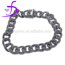 wholesale fashion design Cuban Link Bracele,black micro pave bracelets