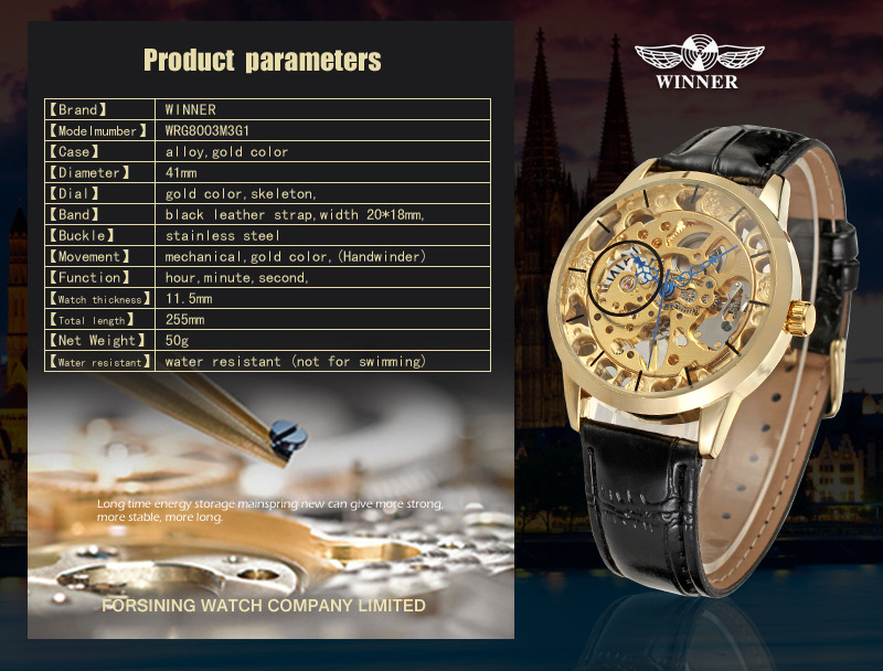 Winner Men's Fashion Casual Hollow Men Classic Business Automatic Mechanical Watch men's Watch