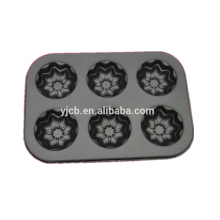 Carbon Steel 6-Cup Octangle Floral Cake Mold