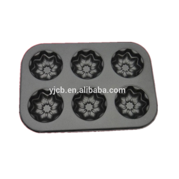Carbon Steel 6-Cup Octangle Floral Cake Mold
