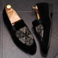 velvet leather shoes embroidery patch black summer