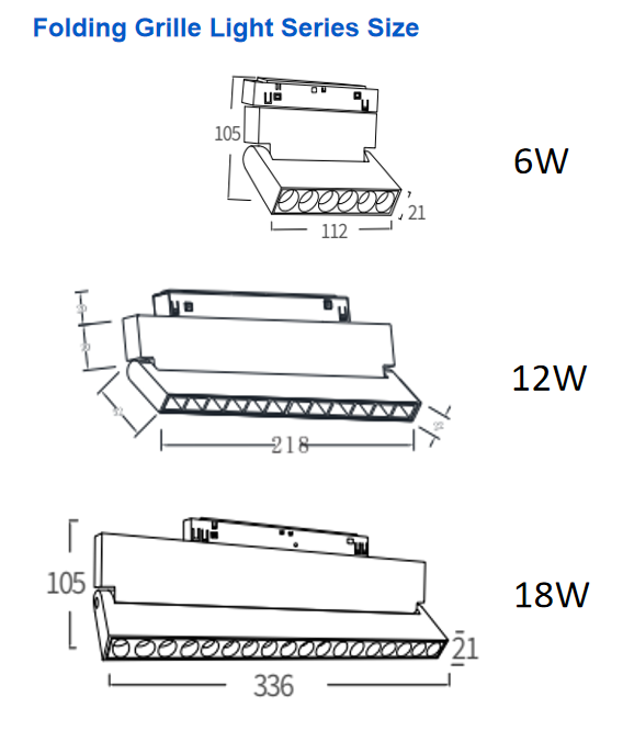 Folding Grille Etl Track Light 48v Dimmable Track Lighting Panel Recessed Pendant Surface Mounted 1m 1.5m 2m Track Rail