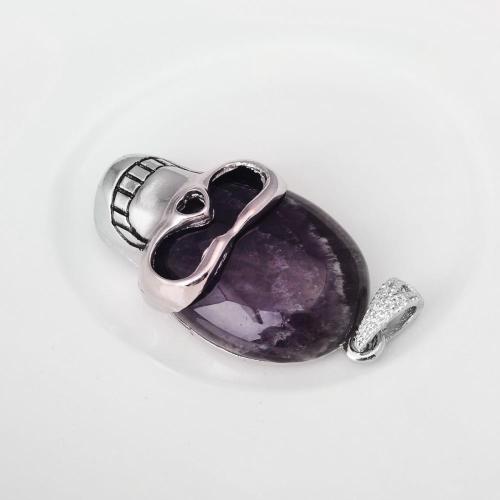 Semi Precious Stone Amethyst skull Gemstone Jewelry Pendant