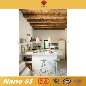 Wear resistant white crystallized stone slab for fabricated countertop