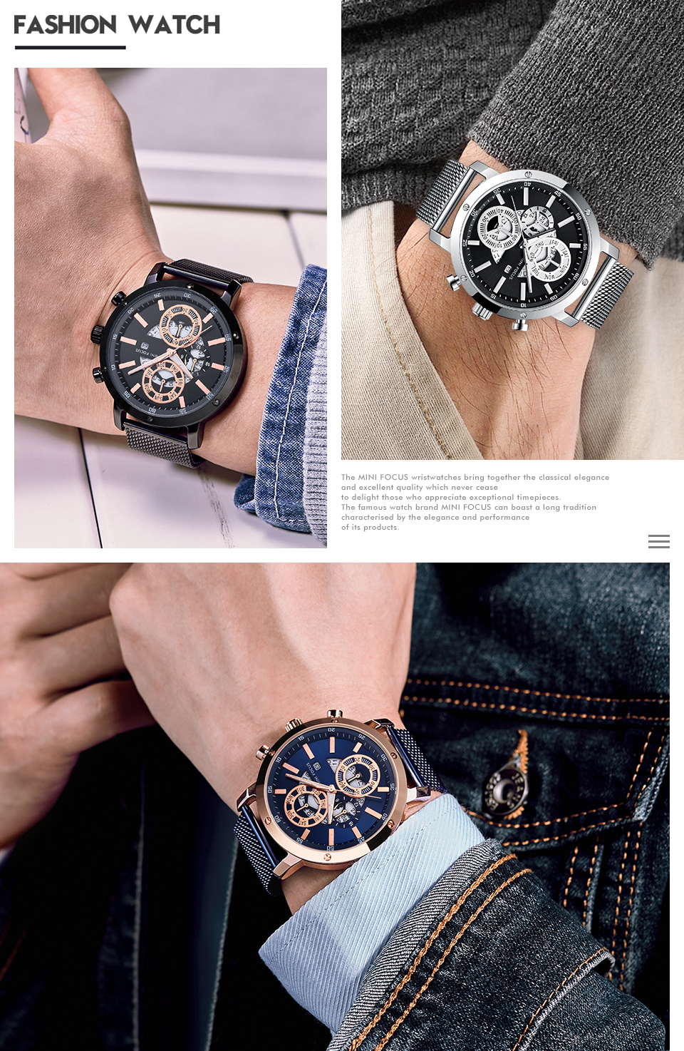 MINIFOCUS Men's Luxury Mesh Strap Business Quartz Watches Top Brand Military Sport Wristwatch Man Relogio Masculino Clock 0190