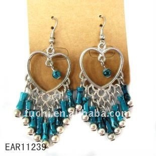 Heart shaped fashion earring with beads