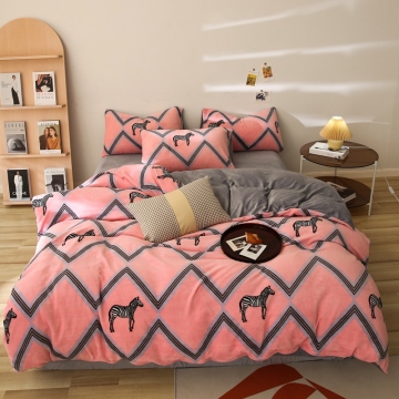 Cute cartoon printing velvet polyester home bedding sets