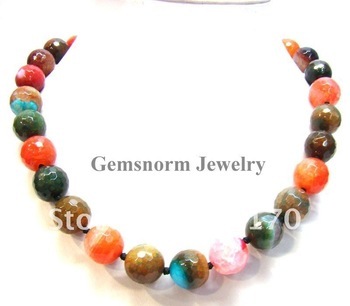 Multicolor Jade Gemstone Beads Necklace Handmade Gemstone Bead Necklace GS021