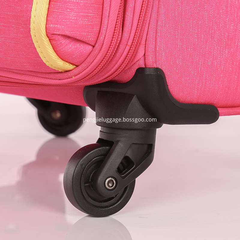 Pink woman soft polyester trolley luggage5