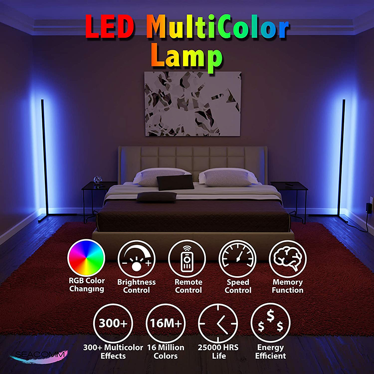 Modern Decoration Smart Corner Light Remote Controlled  Tuya Support Google Alexa RGB LED Corner Floor Lamp For Living Room