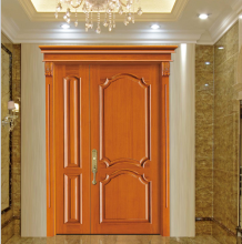 Teak Wood Unequal Double Entry Door Design