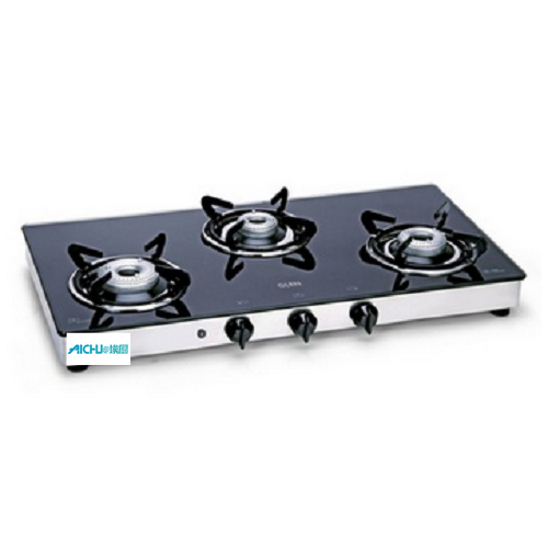 Mesa de vidrio templado Cocina a gas 3 quemadores