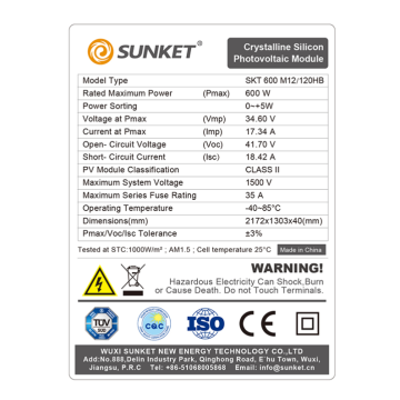 Painel solar 182mm 600w meio mono