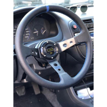 AOSU Universal 14 Inch Suede PVC Drift Racing Style Steering Wheel