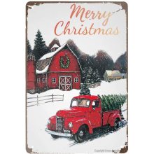 Sign vintage Tin Merry Christmas