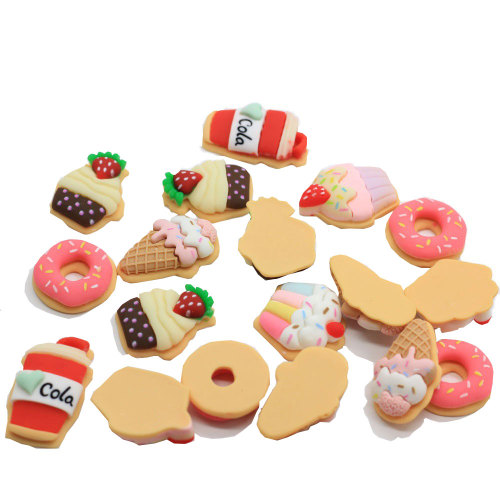 Cute Ice Cream Donut Cup Cake Chocolate Resin Beads Flatback Cabochon Charms Material Kids Hair Jewelry