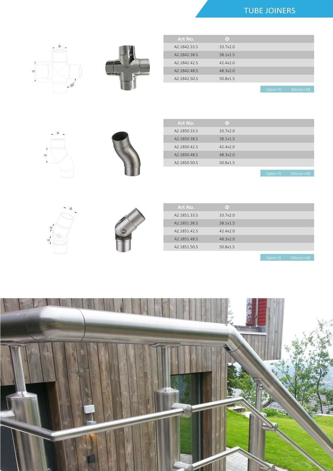 Decoration Banister Glass Stair Handrail Fittings Stainless Steel Handrail