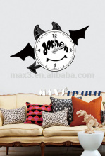 2016 Ox horn shape sticker metal clock dial 3d handmade wall clock for home