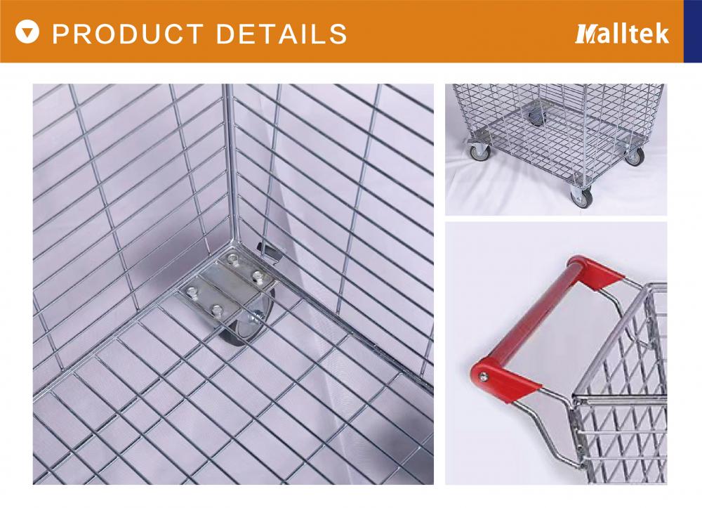 Zinc plated Big Basket Warehouse Storage Carry Trolley