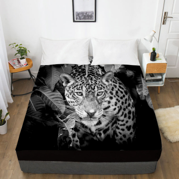 3D Print Custom Bed Sheet With Elastic,Fitted Sheet Queen/King,Animal white leopard Mattress Cover 160x200/150x200,drop ship