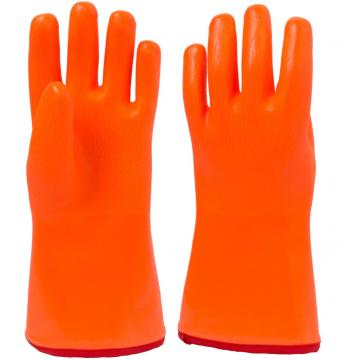 Cotton winter gloves with rough finish pvc coating