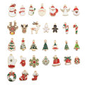 Kawaii Alloy Enamel Christmas Ornament Charms Artificial Xmas Craft Snowman TSnowflake Tree DIY Jewelry Accessories