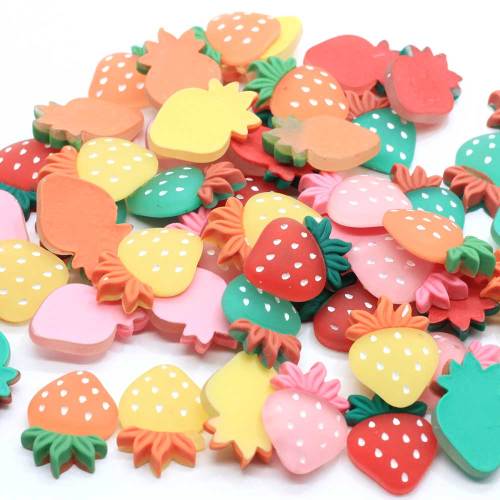 Partihandel Mini Strawberry Shaped Fruit Pärlor Slime för barn DIY Toy Decor Flickor Hårtillbehör Charms