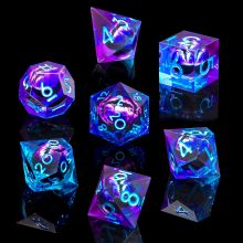 Rolling Dragon Eye DND Dice Set, Sharp Edge Liquid Core Resin Handmade Dice Set 7 PCS for Role Playing Dungeons and Dragons