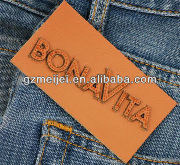 custom jeans leather label embossed