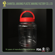 Clear large capacity cookie round plastic jar with red lids