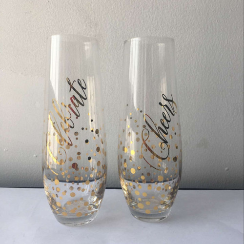 Hand Blown 8oz Stemless Flutes Champagne Glass