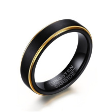 Matte black and gold tungsten carbide ring