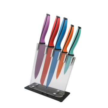 Coating knife blade set with acrylic block