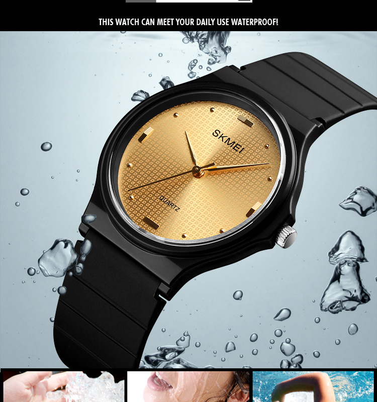 SKMEI 1421 wholesale cheap price PU band waterproof gold silver black quartz watch for men