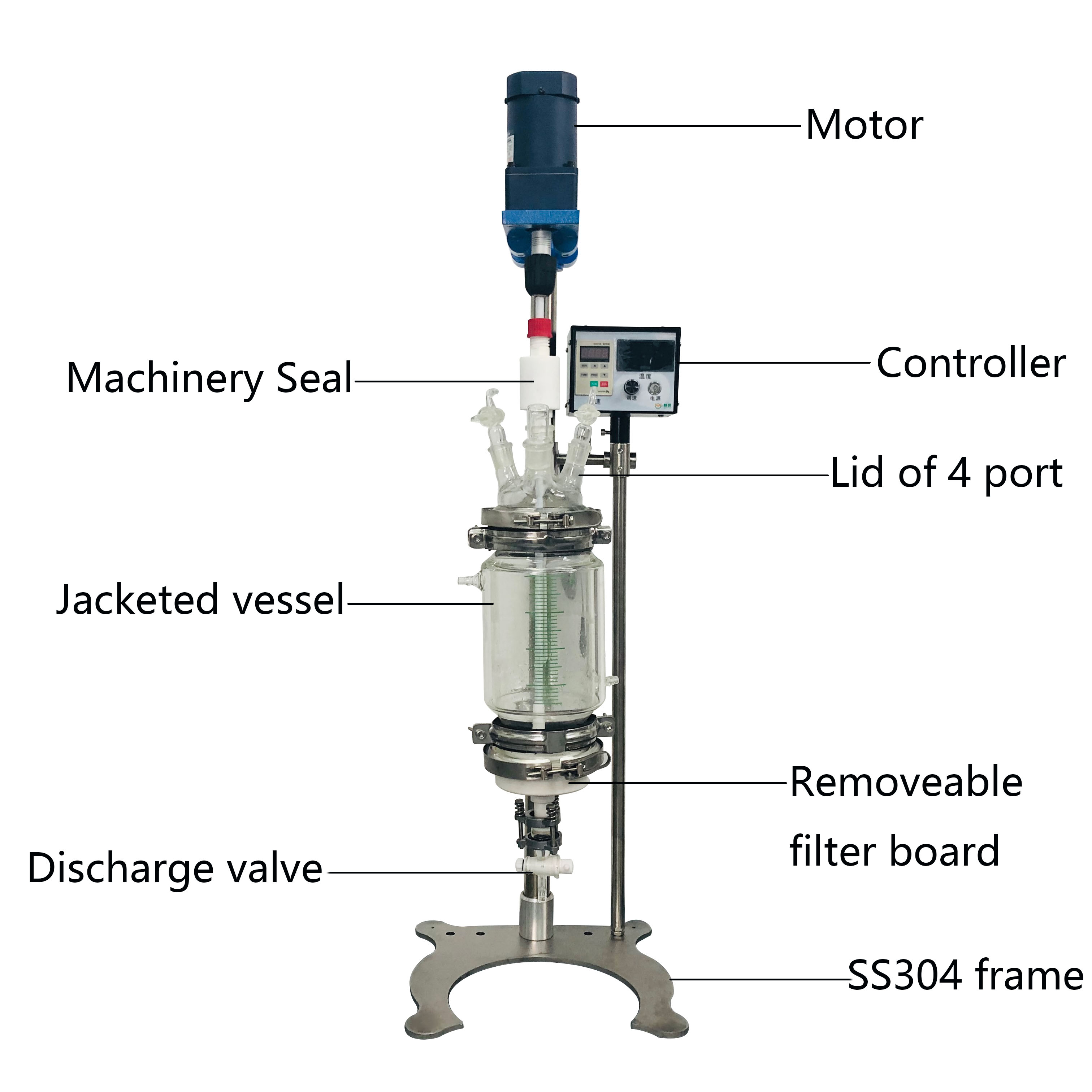 Small Filterable 3L Lab Chemical Equipment Glass Reactor Crystallization Reactor