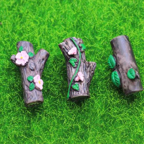 100 piezas de figuras de tocón de árbol de flores, miniaturas de jardín de hadas para adornos de terrarios, decoración de musgo Micro paisaje