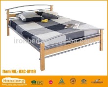 Wood bed post new style modern double metal bed